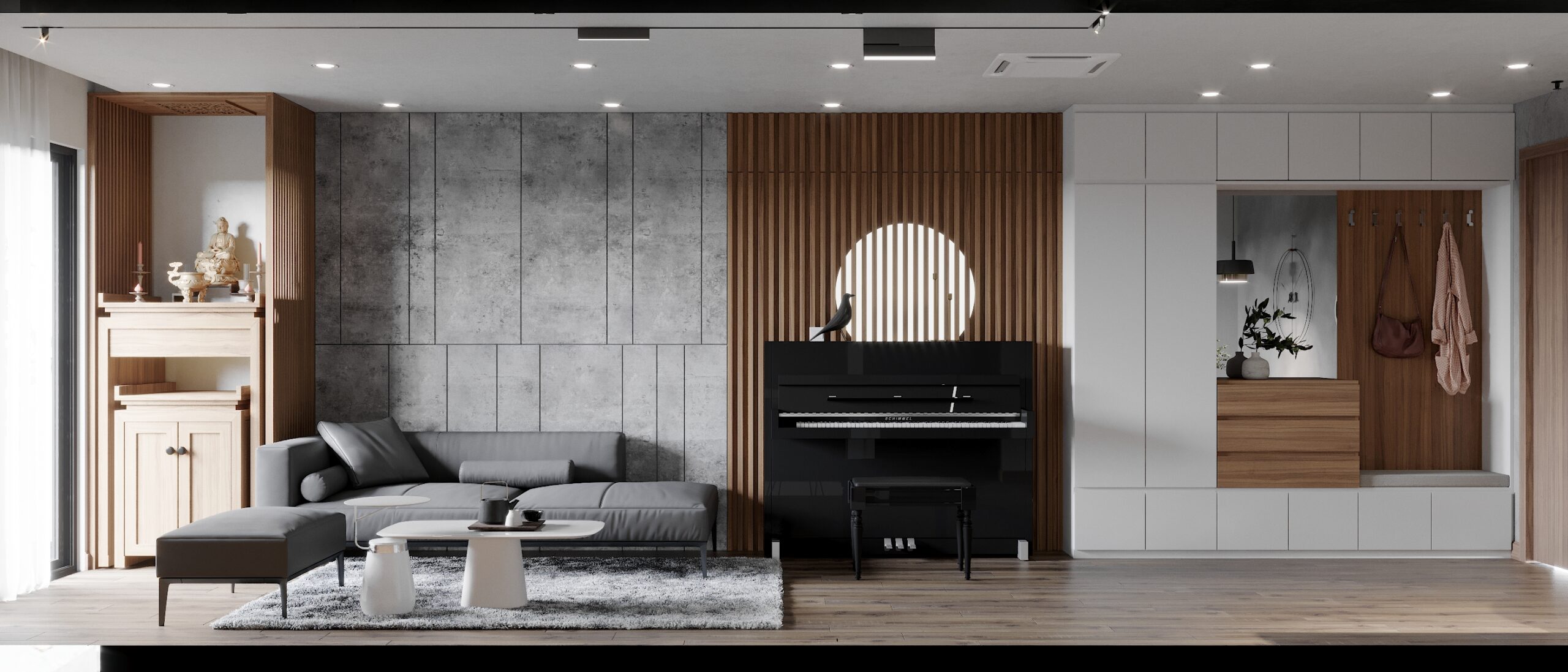 Phòng khách thiết kế chung cư bởi PTA Design